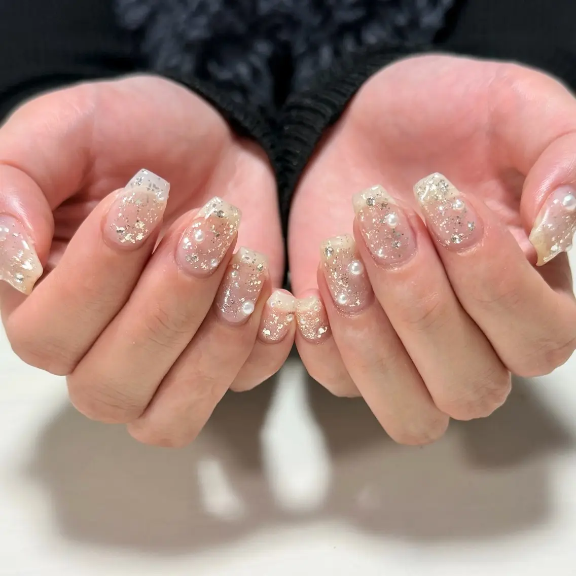 ネイル クリアネイル ラメ(グリッター) 舞鶴 奈々美のネイルデザイン