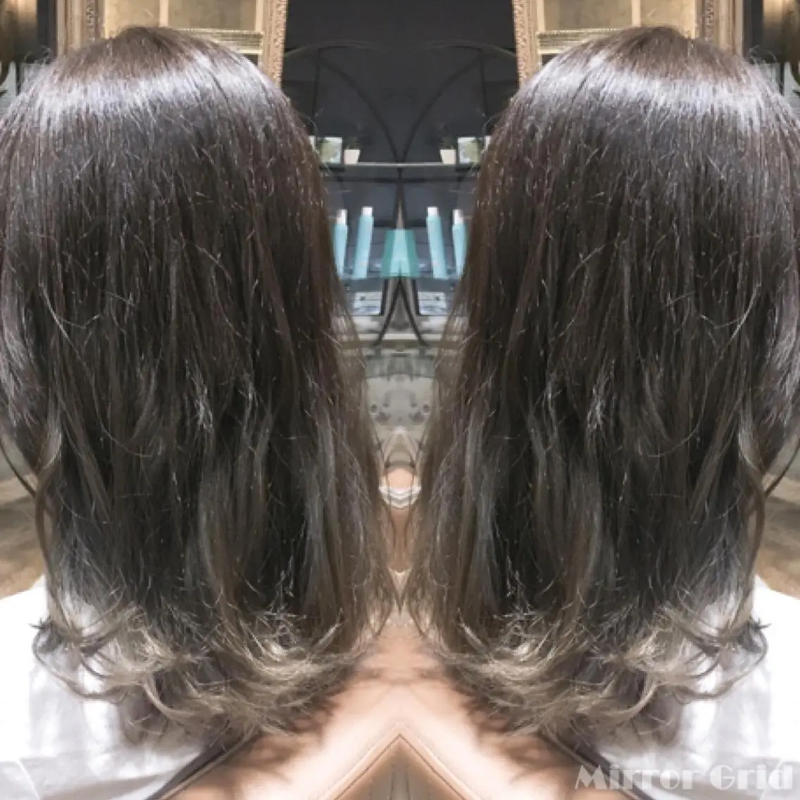 セミロング カラー グラデーションカラー グレージュ ハイライトカラー ハイライト 北條 優輝のヘアスタイル