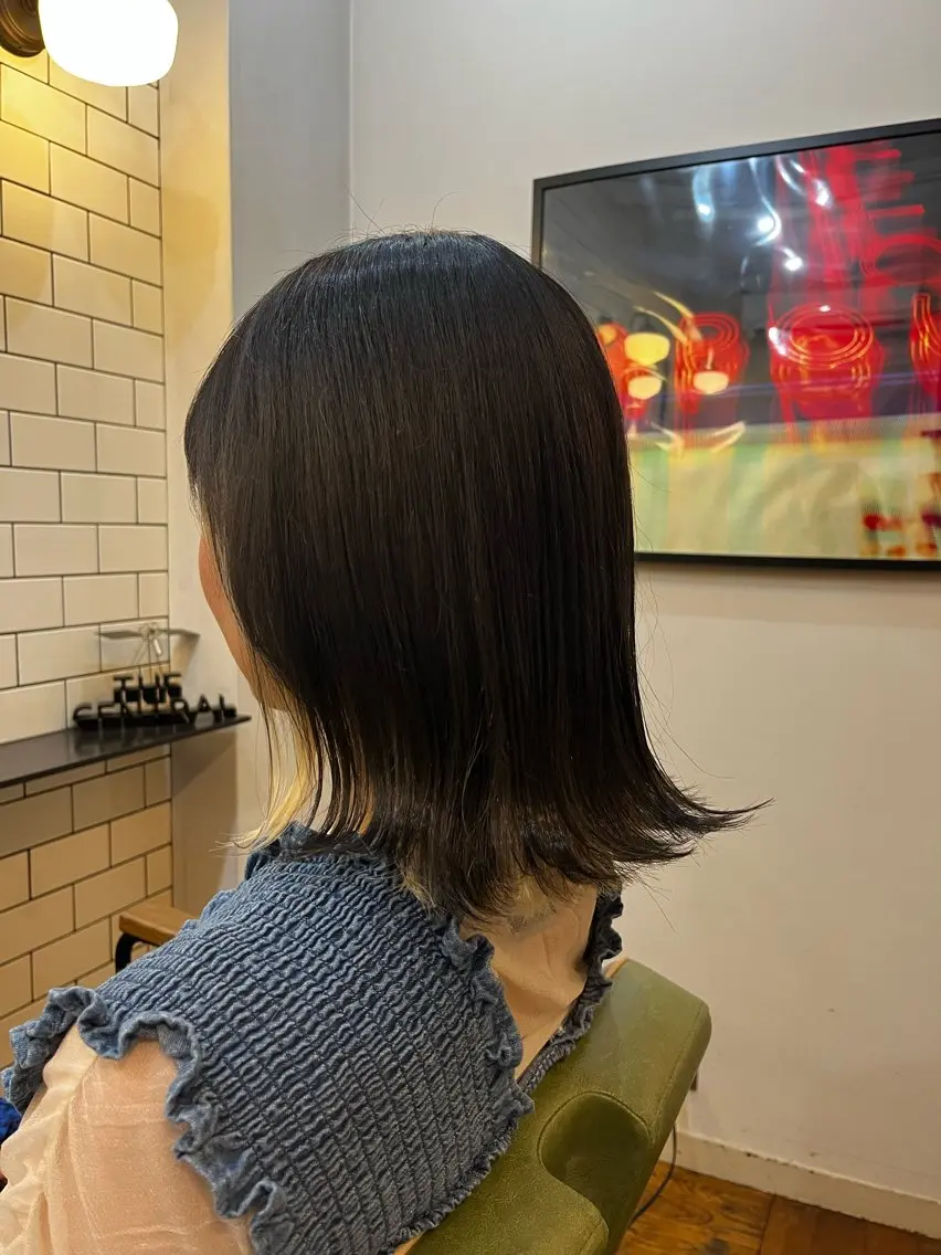 ミディアム カラー ボブ 顔周りカット 似合わせカット 小顔カット 外ハネヘア ショート、ボブ💚 レイヤー/井上翔のヘアスタイル