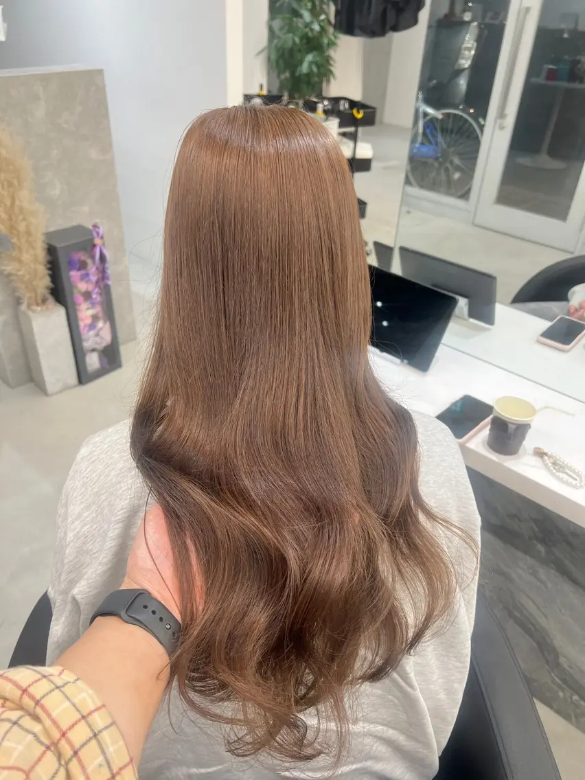 ロング カラー 透明感カラー ダブルカラー くせ毛 髪質改善 縮毛矯正 頓所 大昂のヘアスタイル