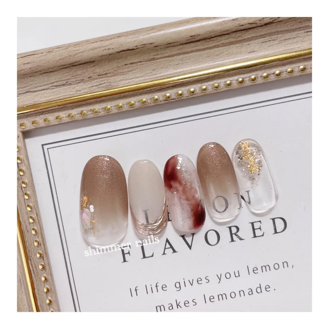 ネイル ブラウン shimmer nailsのネイルデザイン