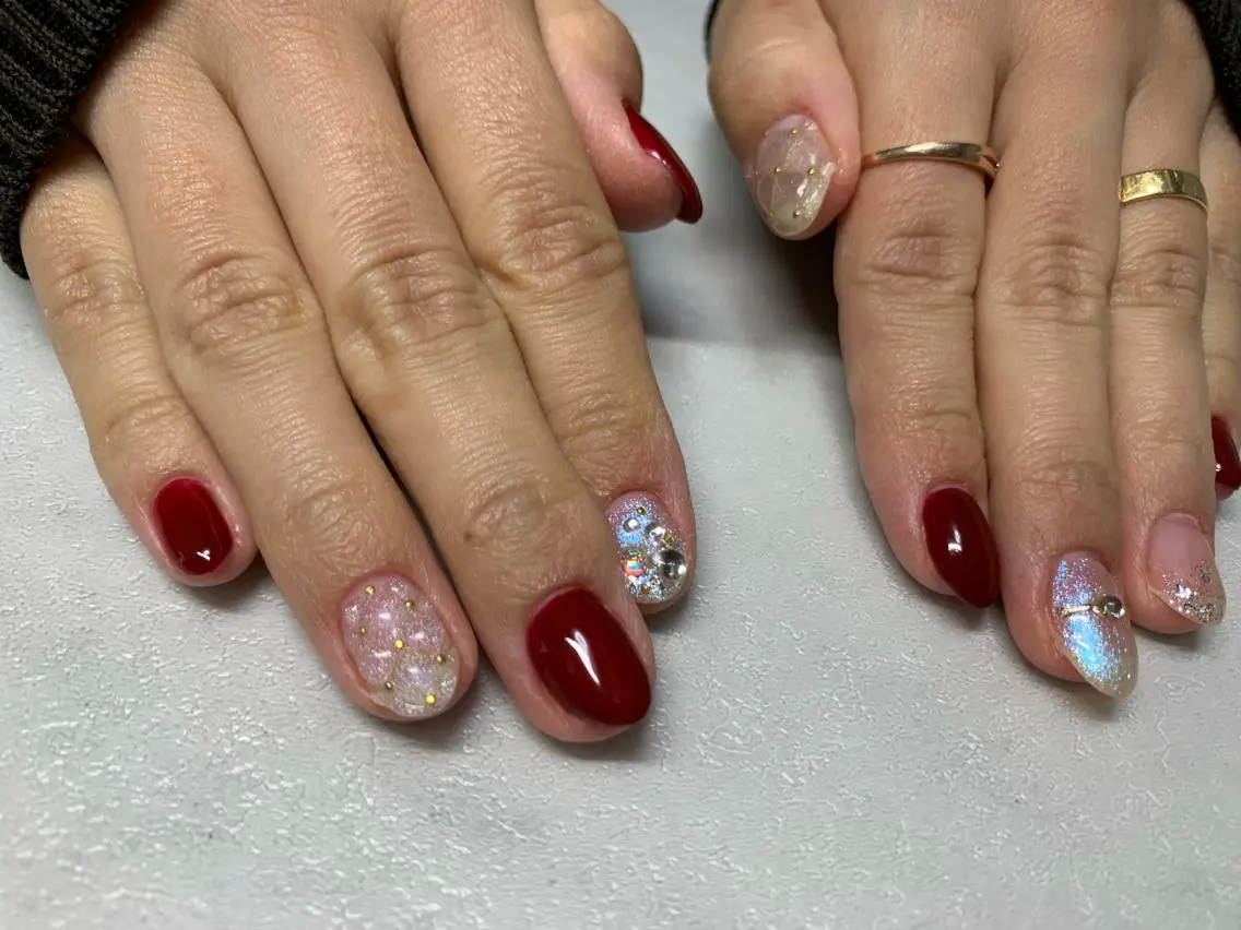 ネイル オーロラネイル ジェルネイル マグネットネイル 冬ネイル クリスマス SAKU nail 作島茜のネイルデザイン