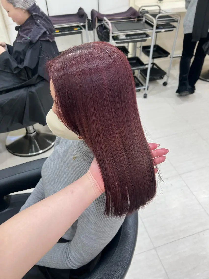 セミロング カラー ヘアアレンジ ヘアカラー 韓国レイヤー&ピンク 艶髪🩶maikoのヘアスタイル