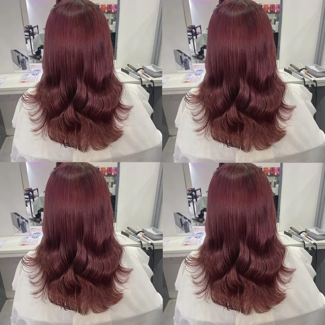 セミロング カラー ピンクカラー 髪質改善×矯正🫧 韓国ヘアasamiのヘアスタイル