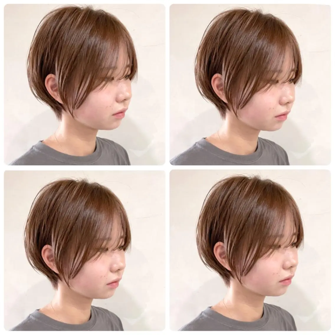 ショート カラー ショートボブ ハンサムショート 丸みショート デザインカラー ハイライトカラー カット ヘアカラー 京都大人女性ショート 徒歩1分/秋山のヘアスタイル