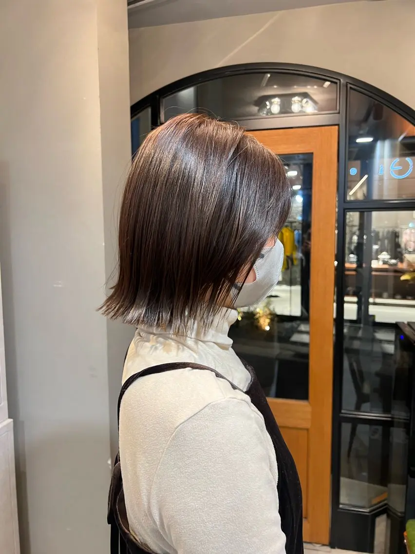 ショート カラー 切りっぱなしボブ ボブ 神戸ボブ✂️ ioe三宮/田 伸佳のヘアスタイル