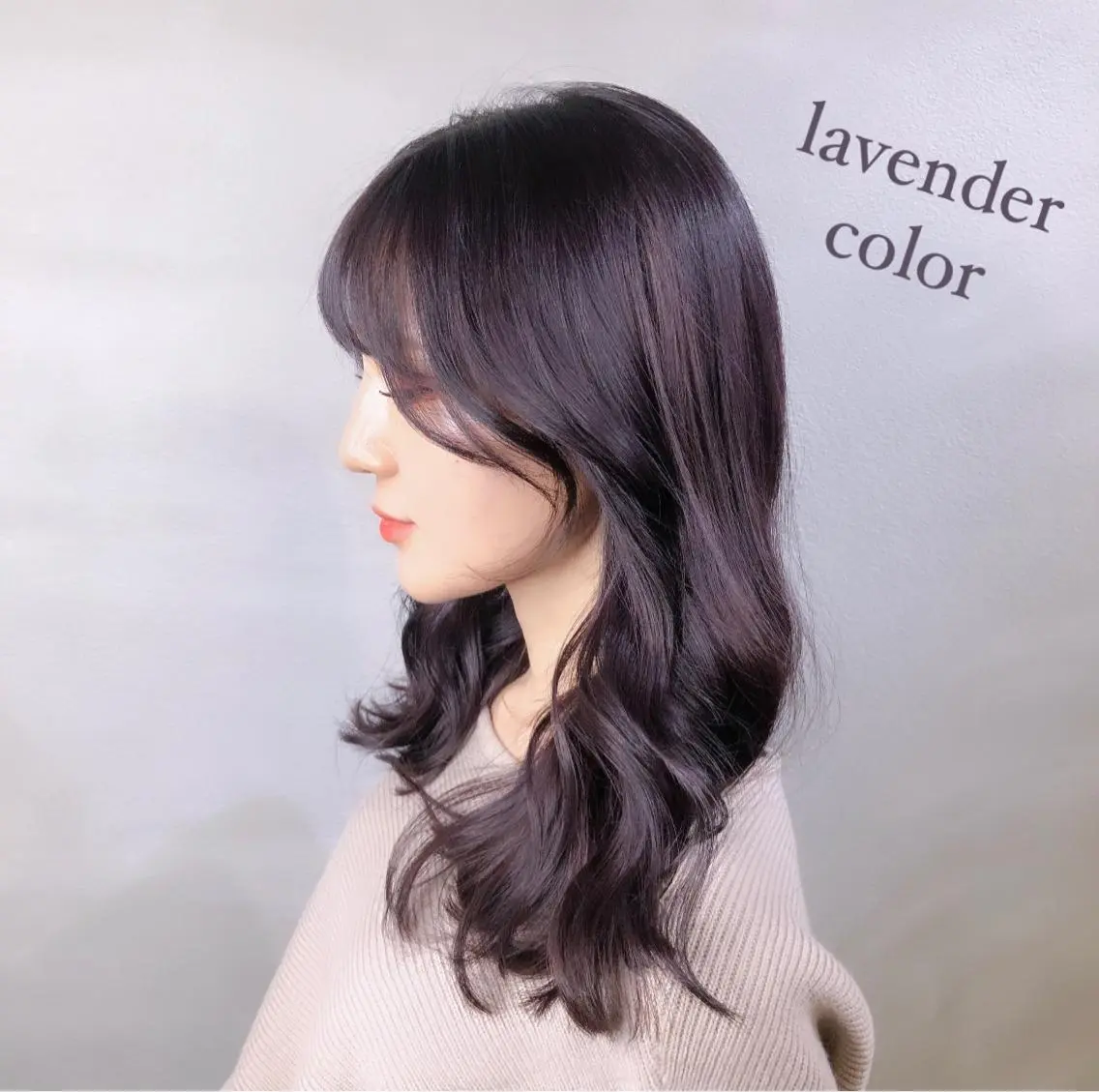 セミロング カラー ラベンダーカラー おくれ毛 透明感カラー×小 顔レイヤー♡ヒデさんのヘアスタイル
