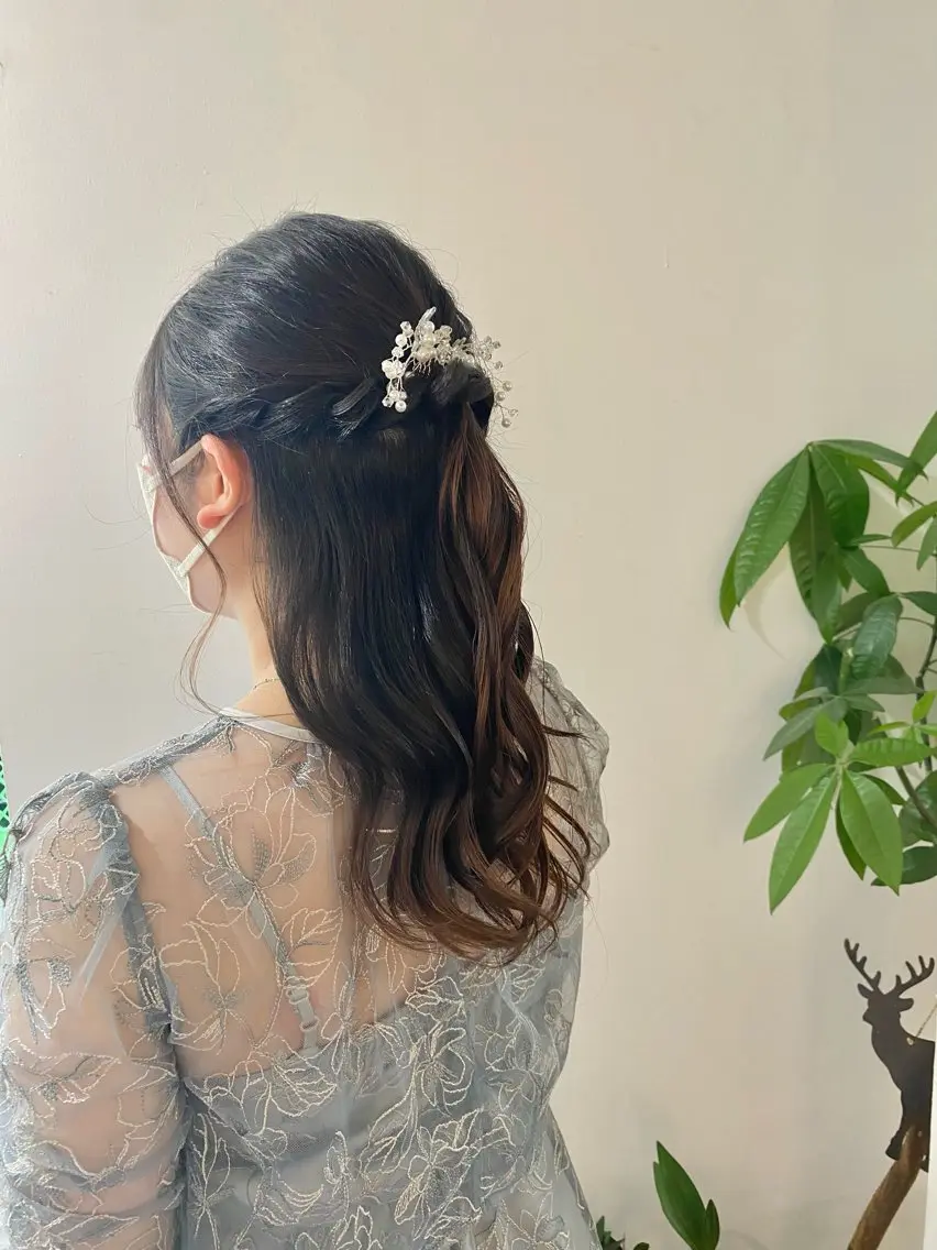 ミディアム ヘアアレンジ 結婚式・ブライダル ヘアセット Kazaoka Saraのヘアスタイル