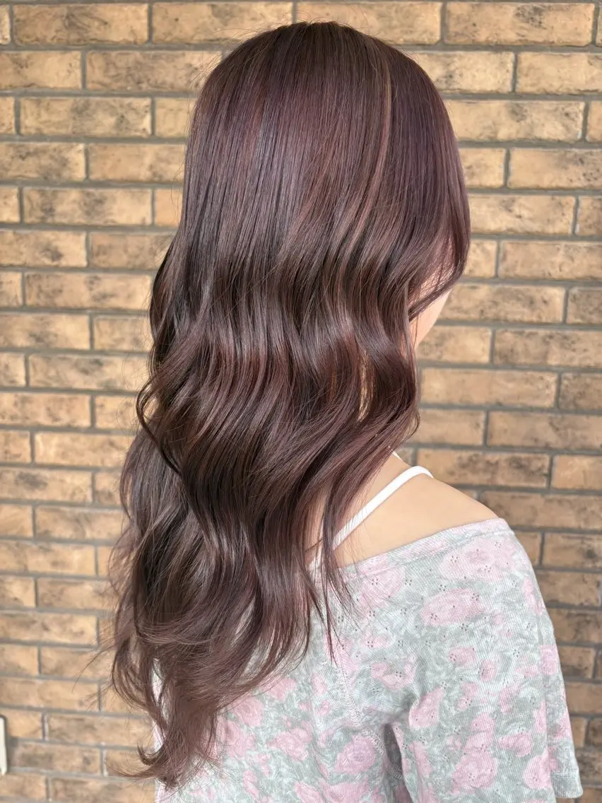 ロング カラー グレージュ ラベンダーカラー ラベンダーグレージュ ラベンダーグレー 田中 愛華のヘアスタイル