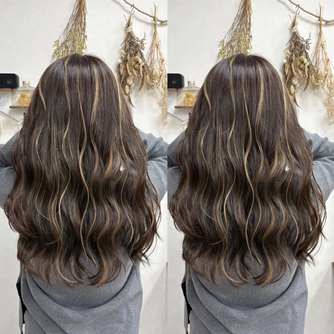 セミロング ハイライト ヘアカラー トリートメント issy/ハイライト ハイトーン/レイヤーのヘアスタイル