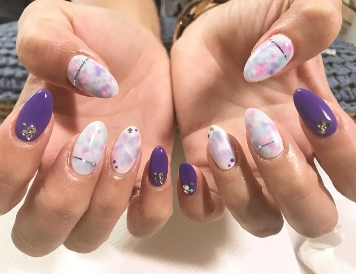 ネイル フットネイル パープル シンプルネイル 春ネイル 夏ネイル nail fufla ♡yamane♡のネイルデザイン