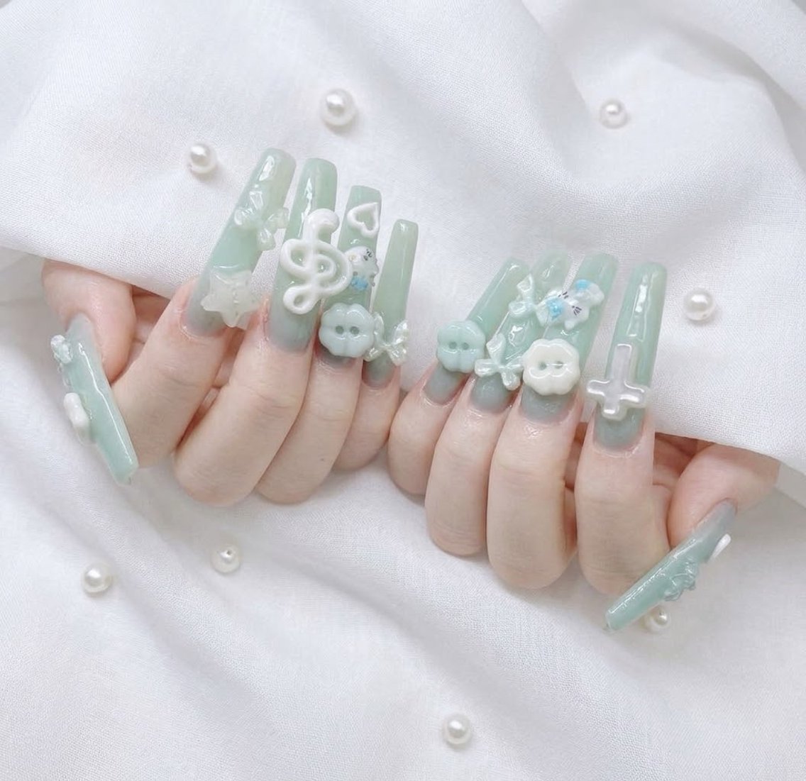ロング 韓国風ヘア ロング ハンドネイル ハンドケア CHIBI NAIL SALON 船橋のネイルデザイン