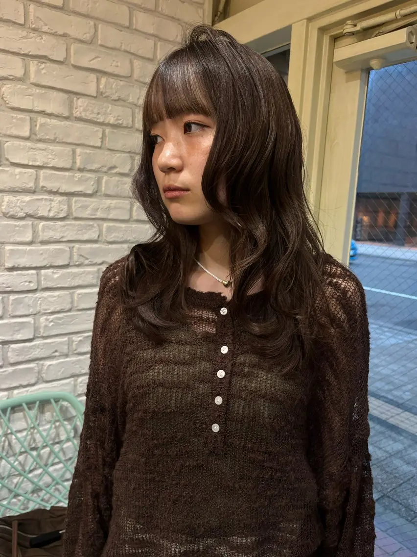 セミロング カット ヘアカラー ミジュ/ メンズモデル募集のヘアスタイル