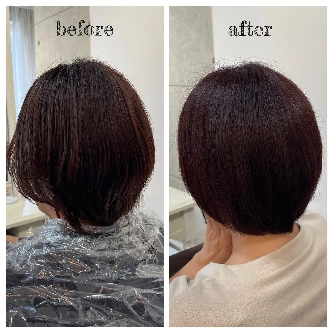 ショート カラー ボルドーカラー ルビー ヘアカラー PutiLuca 浅川のヘアスタイル