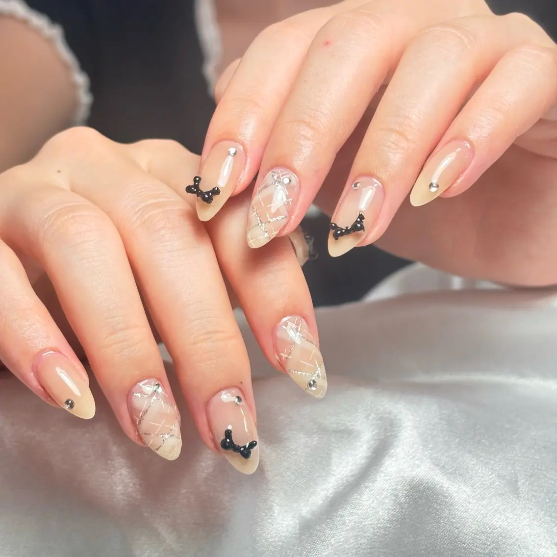 ネイル 桜ネイル 長さ出し フレンチネイル 韓国ネイル マグネットネイル ハンドネイル Kiwami nailsalonのネイルデザイン