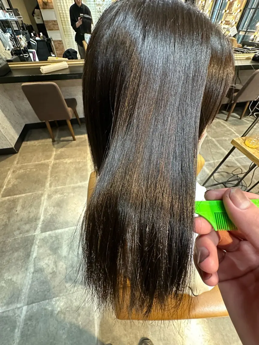 セミロング パーマ ストレートパーマ 縮毛矯正 ✨縮毛矯正/透明感 カラー/芦川優磨のヘアスタイル