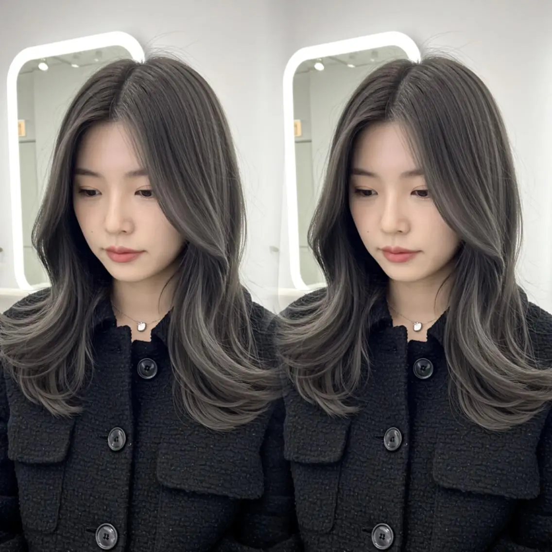 セミロング 顔周りカット 韓国風ヘア レイヤーカット 小顔カット カット ヘアカラー トリートメント ✨韓国レイヤー🦋 リピートNO.1✨のヘアスタイル