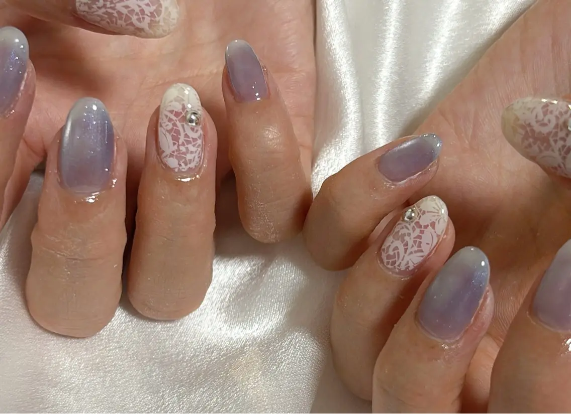 ネイル オーロラネイル 桜ネイル フラワーネイル フットネイル フレンチネイル ハンドネイル kikinail 溝の口のネイルデザイン