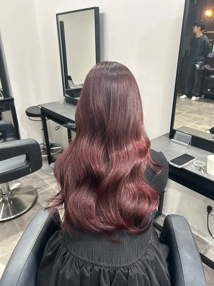 セミロング カラー ヘアアレンジ ヘアカラー トリートメント ヘッドスパ ヘアセット 💎韓国/ レイヤー カット/ 暖色🫧のヘアスタイル