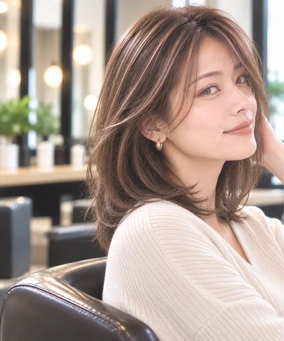 ミディアム カット ヘアカラー トリートメント 西山竜一 /垢抜け大人髪のヘアスタイル