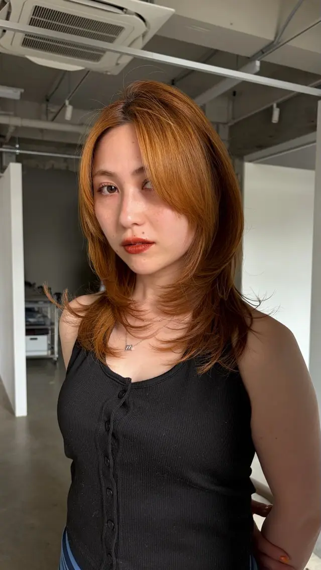 セミロング レイヤーカット カット ヘアカラー riko／ SYS by fitのヘアスタイル