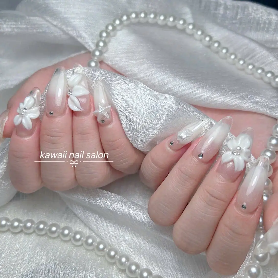 ネイル チークネイル ドット フレンチネイル 韓国ネイル レース Kawaii _Nailのネイルデザイン