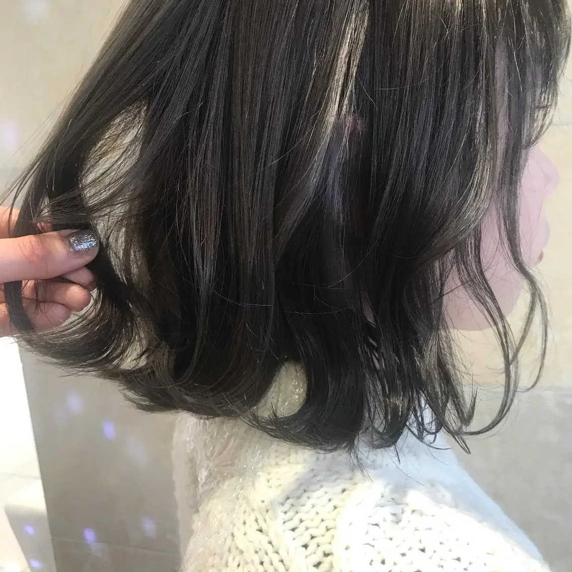 ミディアム カラー ブリーチ グレージュ ハイライトカラー ハイライト 田中 あかねのヘアスタイル