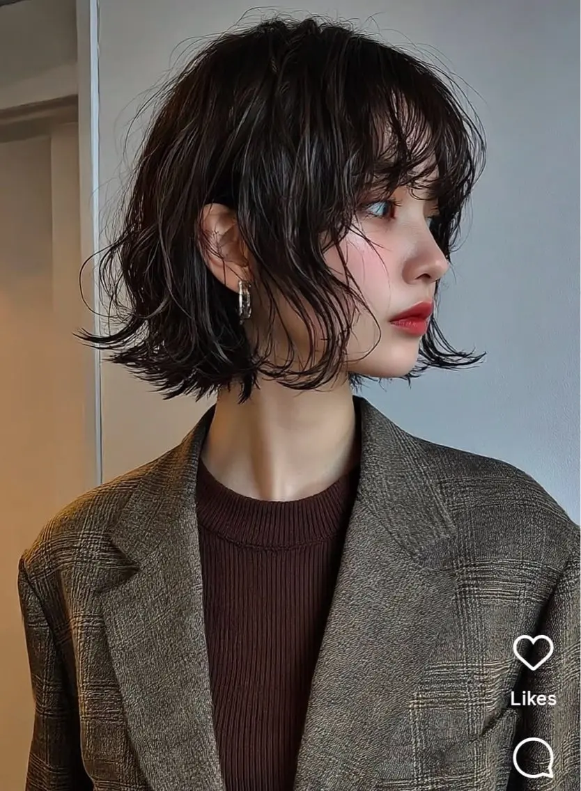 ミディアム パーマ カット パーマ ボブパーマ🍄レディ ーショート特化りょうのヘアスタイル