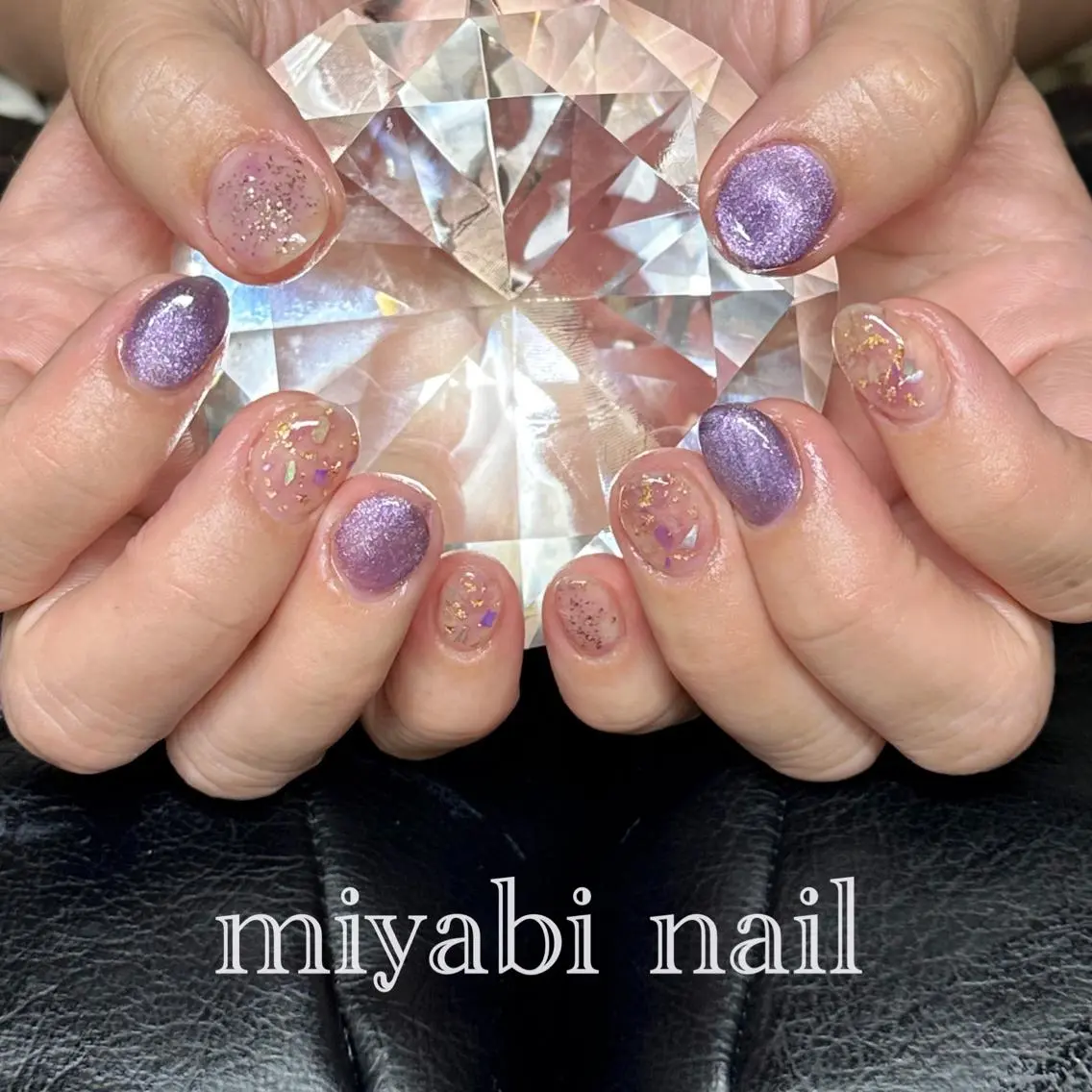 ネイル アートネイル ブルー クリアネイル ラメ(グリッター) マグネットネイル ハンドネイル miyabi nail 桂川駅近くのネイルデザイン