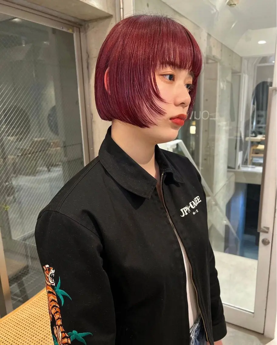 ショート ボブ 顔周りカット レイヤーカット カット トリートメント レイヤー/透明感 カラー ☽EMIRIのヘアスタイル