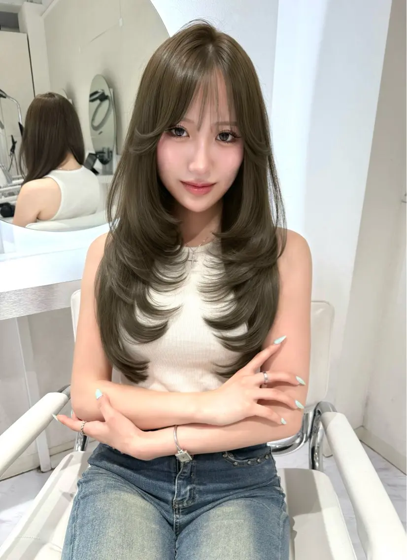 ロング カラー ベージュカラー 透明感カラー ミント ミントベージュ レイヤーカット レイヤーカット🫧 🎀Tomoka🎀のヘアスタイル