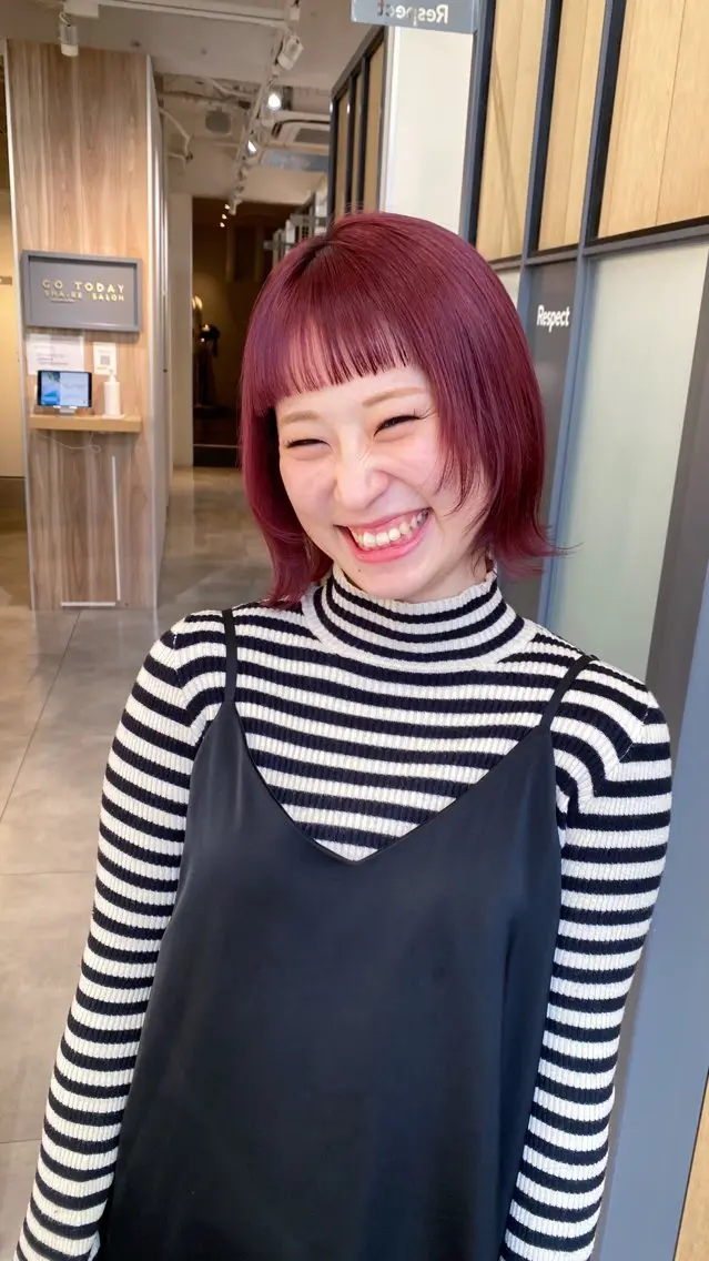 ミディアム カラー ヘアアレンジ カット ヘアカラー トリートメント Hatanaka Airiのヘアスタイル