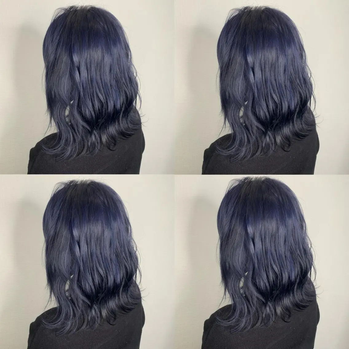 セミロング カラー ブリーチ ブルーカラー ネイビーカラー ヘアカラー 袴田 伊代のヘアスタイル
