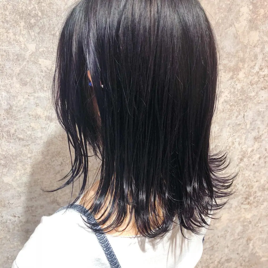 ミディアム カラー 黒髪 パープルカラー パープルブラック 🫟Blanco🫟 Color&Careのヘアスタイル