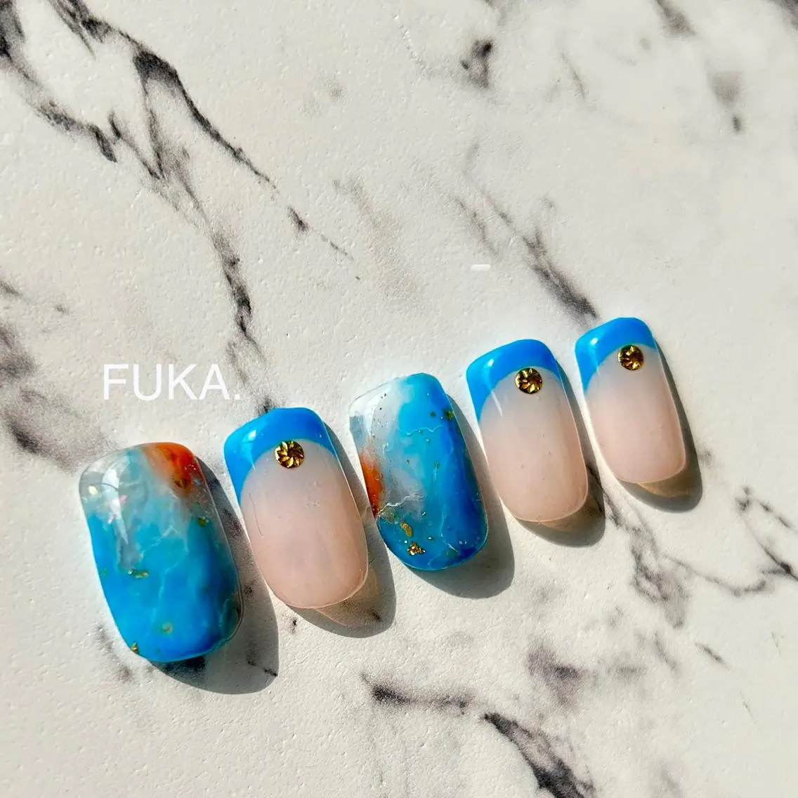 ネイル フットネイル 大理石ネイル(マーブル) Nail♡Fuka. /6月予約受付中のネイルデザイン