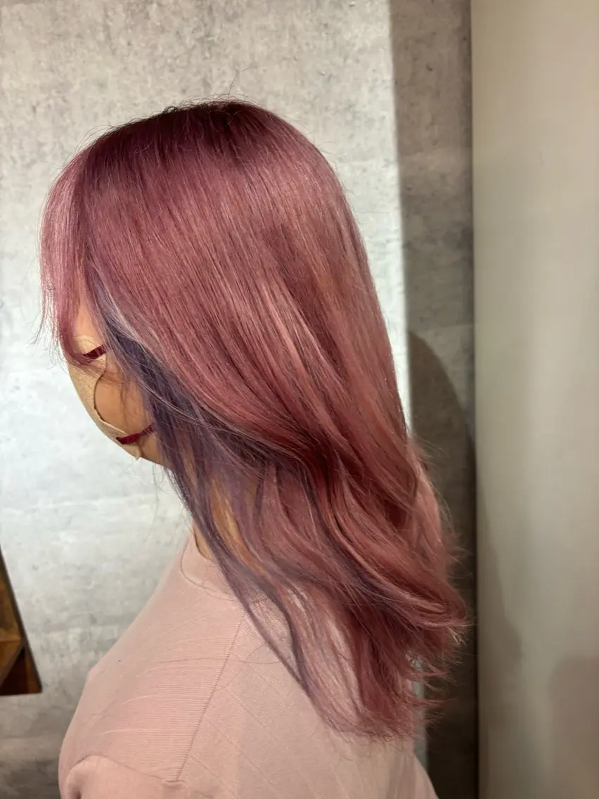 ミディアム カラー ブリーチ ピンクカラー ブリーチモデル大募集 ♡Manamiのヘアスタイル
