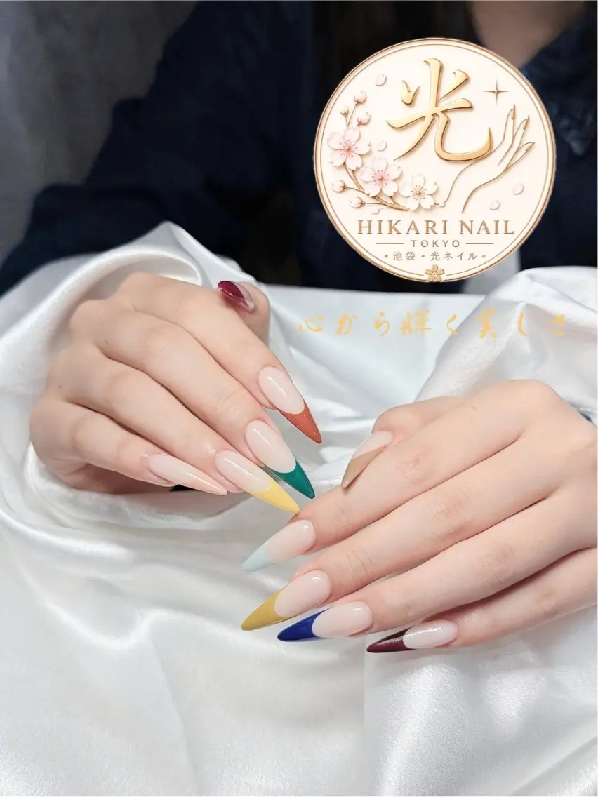 ネイル チークネイル 長さ出し フレンチネイル ガーリー ハロウィン フットネイル HikariNail Ikebukuroのネイルデザイン