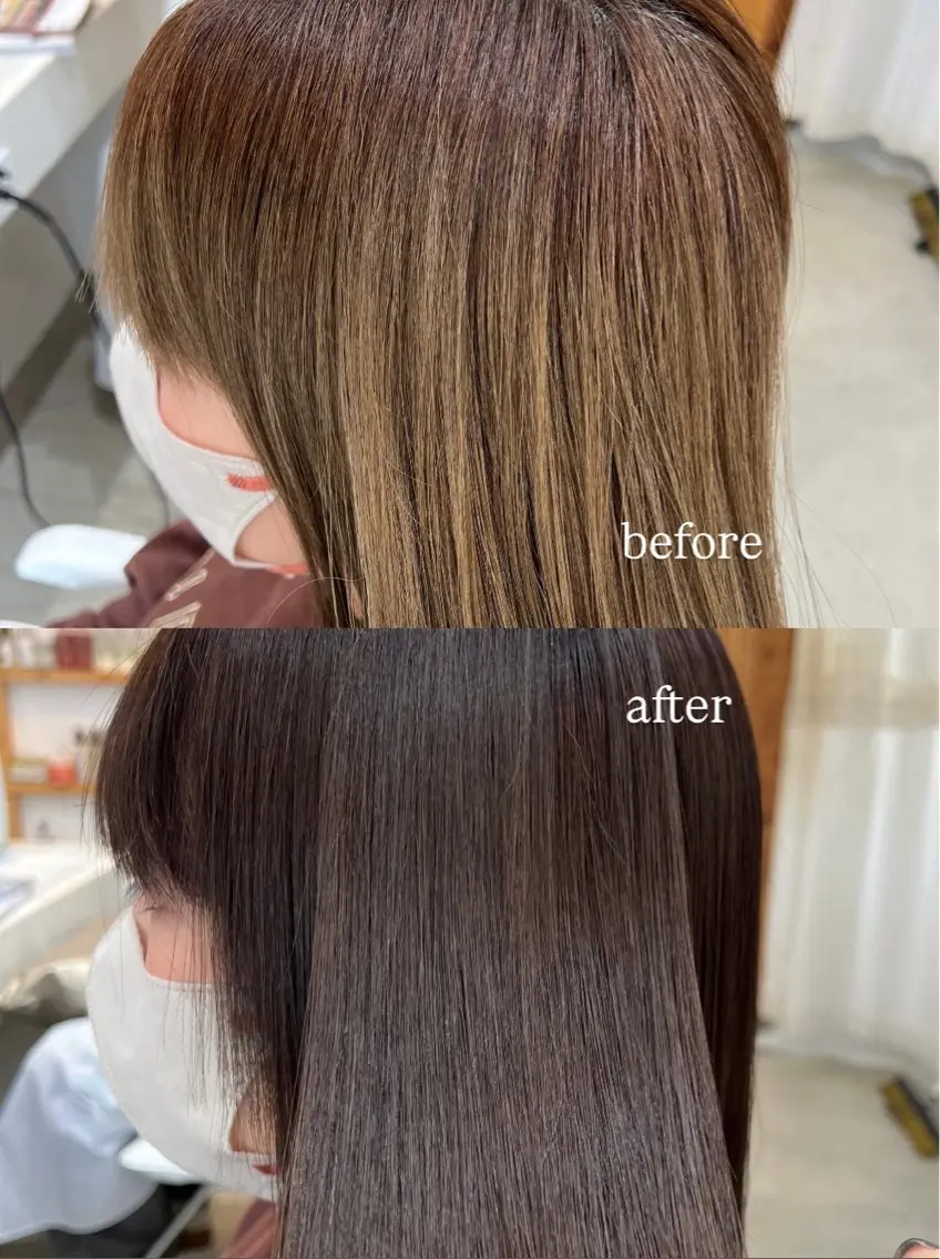 ミディアム カット ヘアカラー トリートメント un ジュリアのヘアスタイル