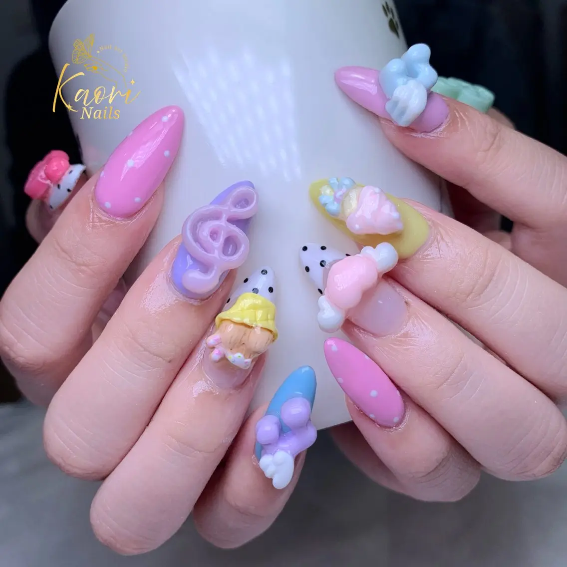 ネイル ブルー パステルネイル ピンク ぷっくりネイル パープル ハンドネイル MARU CHANのネイルデザイン