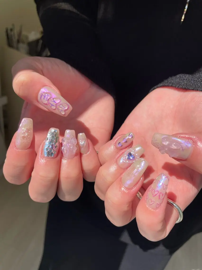 ネイル アートネイル クリアネイル リボン ハンドネイル Hisaka Mikiのネイルデザイン