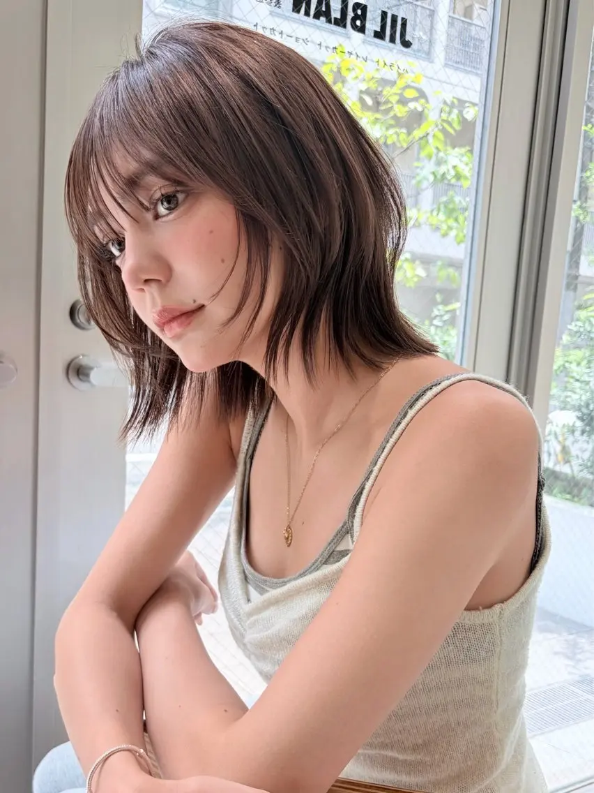 ショート カラー グレージュ 顔周りカット 似合わせカット トリートメント カット ヘアカラー 小顔ボブ jilblanカホのヘアスタイル