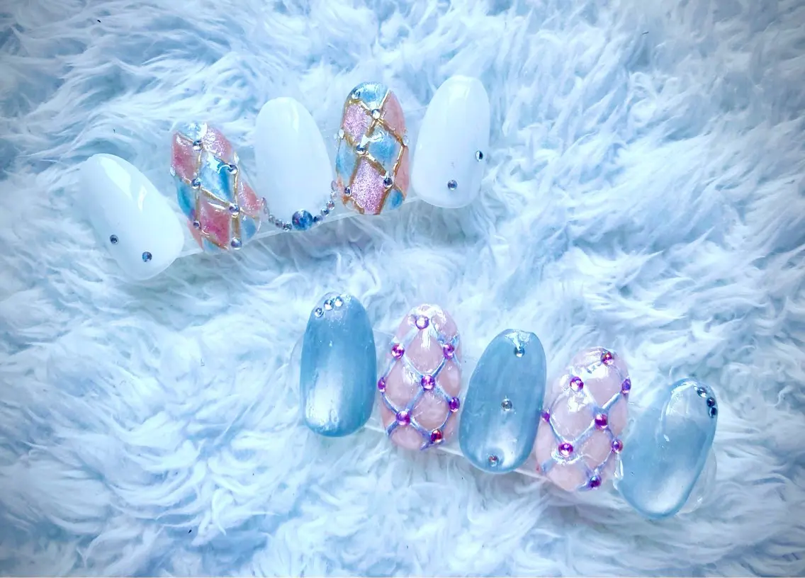 キルティングデザインネイル💅（オフあり、甘皮ケア付）の写真