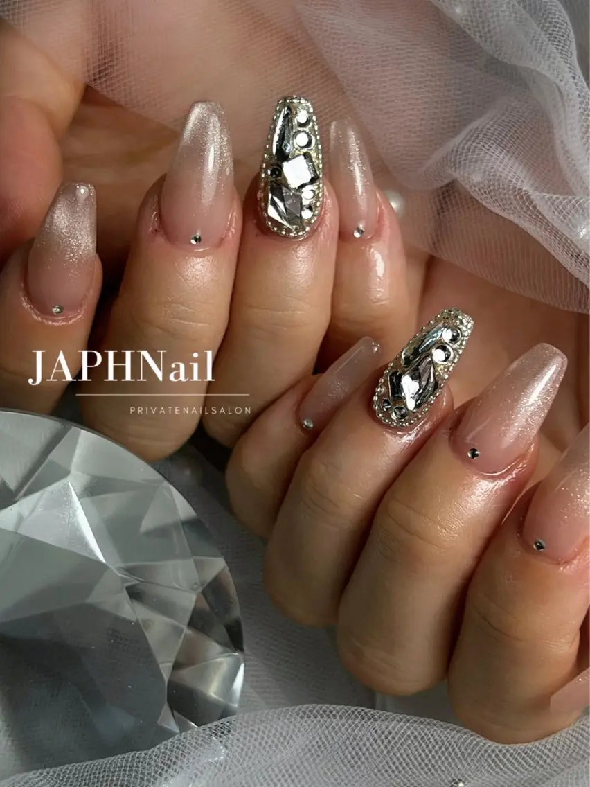 ネイル フラッシュネイル フレンチネイル ロングネイル マグネットネイル 持ち込み NailSalon /JAPHのネイルデザイン