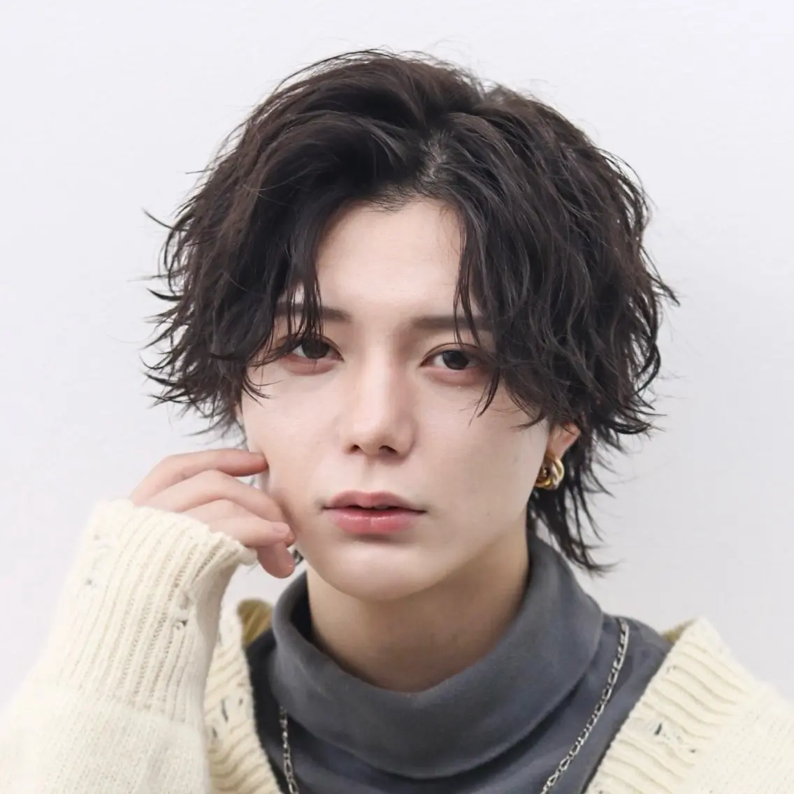 ミディアム カラー パーマ メンズ カット パーマ 🔥メンズ極🔥韓国 シャドウ/波巻き柿崎のヘアスタイル