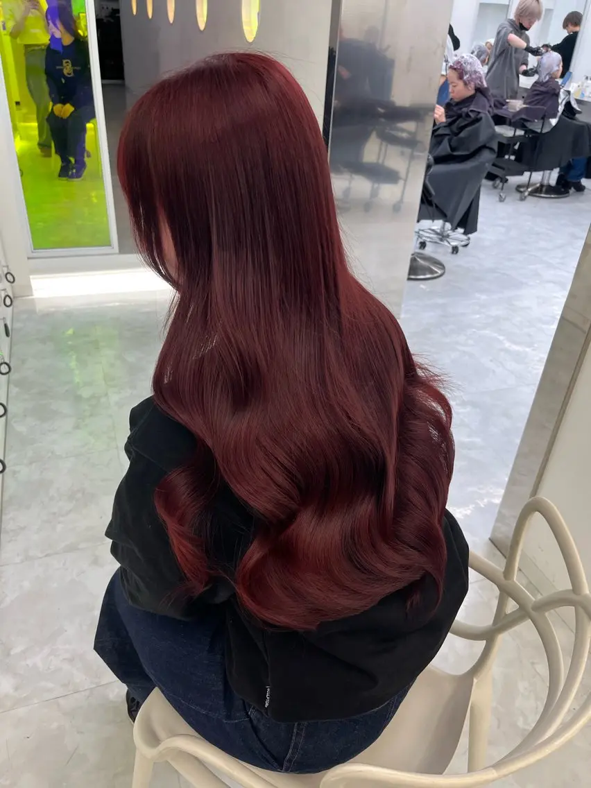 ロング ヘアカラー トリートメント ヘアセット 🍒韓国暖色ヘア NO.1🍒🪽のヘアスタイル