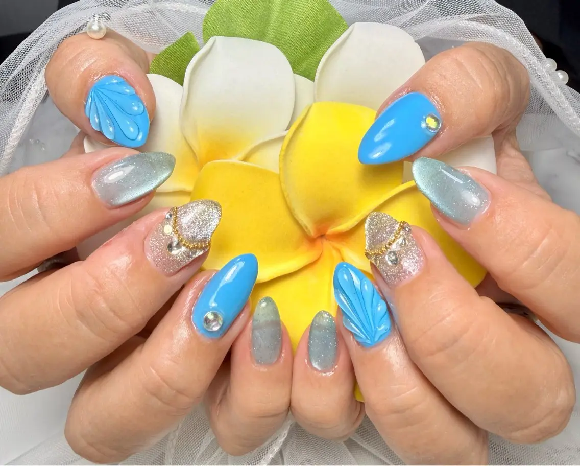 ネイル アートネイル チークネイル フラッシュネイル フラッシュマグ フレンチネイル Mai’s nailのネイルデザイン