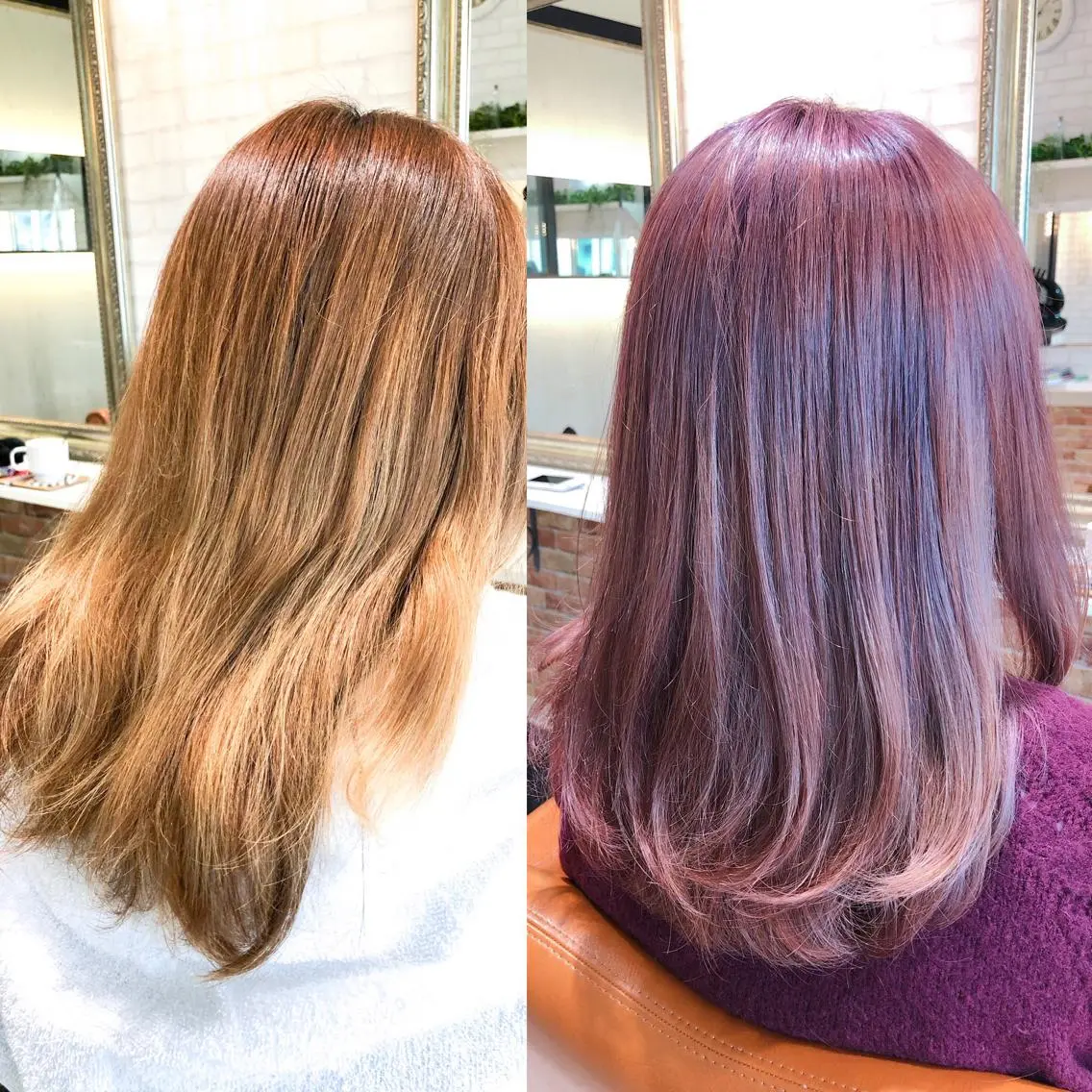 セミロング カラー ヘアアレンジ ブリーチ ピンクカラー 濱田 ヒデキのヘアスタイル