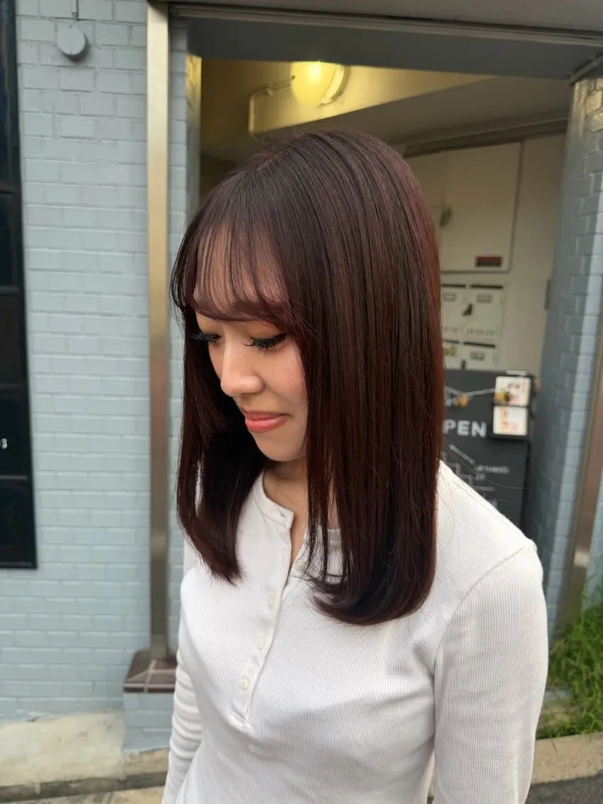 ミディアム ピンクブラウン ヘアカラー 柿本ひな / カラーモデル様募集中のヘアスタイル