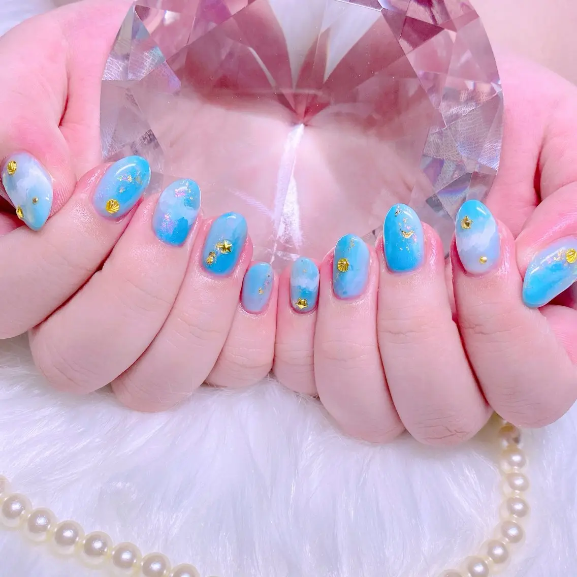 ネイル オフィスネイル ショートネイル 夏ネイル Nail Yunaのネイルデザイン