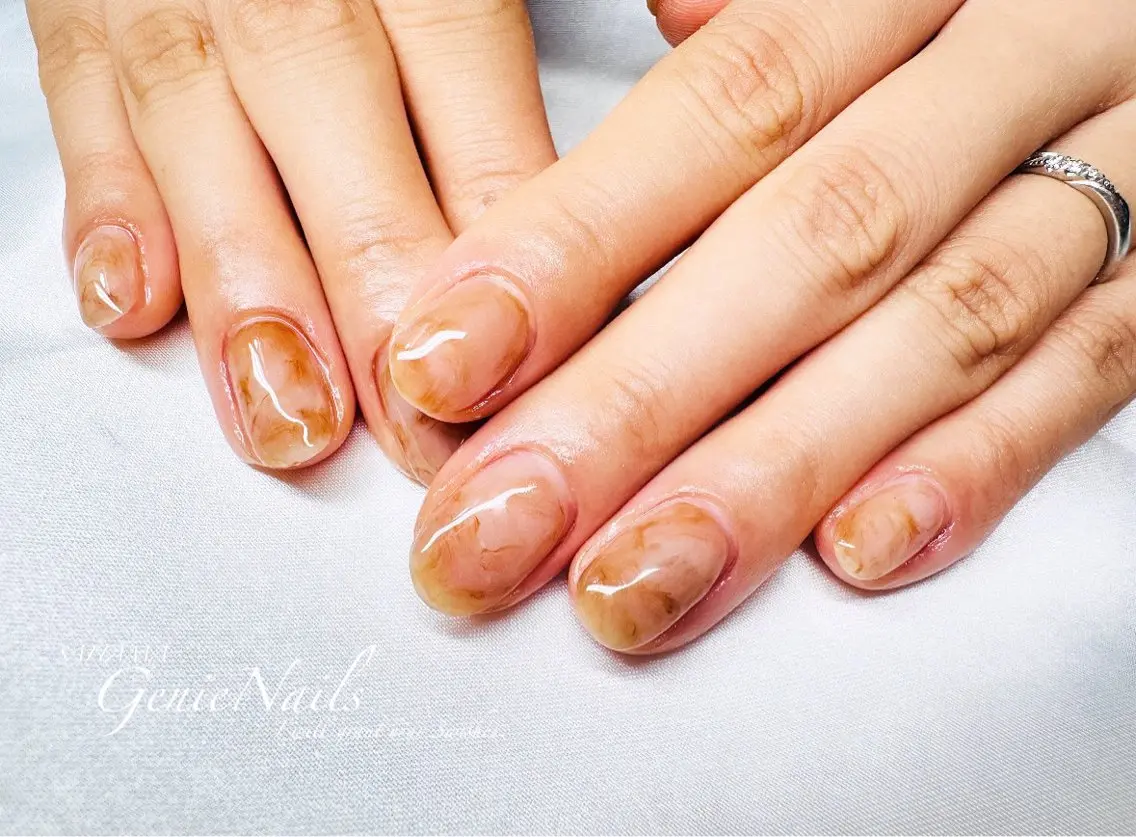メンズ ネイル アートネイル 長さ出し 氷ネイル・うるうるネイル ロングネイル 持ち込み Genie Nailsのネイルデザイン